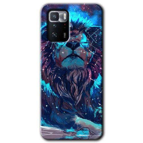 Potkal Hediye Fabrikası Poco x3 GT Kılıf HD Desen Baskılı Arka Kapak - Neon Aslan