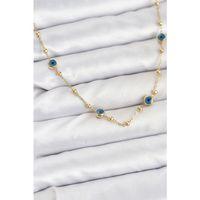 316L Çelik Gold Renk Nazarlı ve Topçuklu Model Kadın Kolye