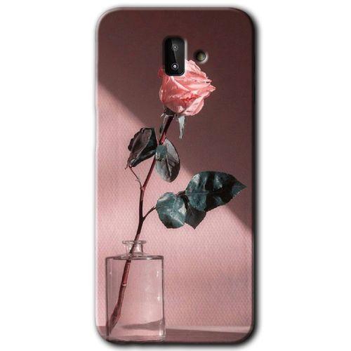 MRCİLETİSİM MRCİLETİSİM Samsung Galaxy J8 Kılıf HD Desen Baskılı Arka Kapak + Temperli Cam - Retro Gül