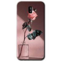 MRCİLETİSİM MRCİLETİSİM Samsung Galaxy J8 Kılıf HD Desen Baskılı Arka Kapak + Temperli Cam - Retro Gül