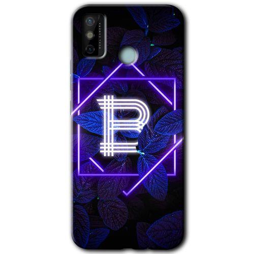 Tecno Spark 6 Go Kılıf HD Desen Baskılı Arka Kapak - Dark Neon Yaprak B Harfi