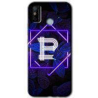 Tecno Spark 6 Go Kılıf HD Desen Baskılı Arka Kapak - Dark Neon Yaprak B Harfi