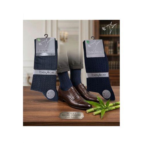 Beylice Desenli Bambu Dikişsiz Erkek Çorabı -sıkmayan Lastik- Tavşan Kulağı Kavrayan Topuk 12 Adet