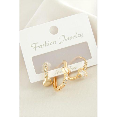 3 Adet Kalp Zirkon Taşlı Küpe