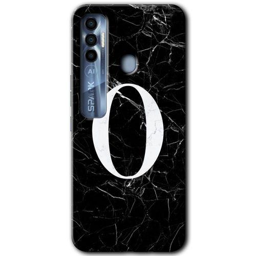 Tecno Spark 7 Pro Kılıf HD Desen Baskılı Arka Kapak - Siyah Mermer Desenli O Harfi