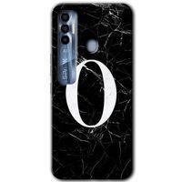 Tecno Spark 7 Pro Kılıf HD Desen Baskılı Arka Kapak - Siyah Mermer Desenli O Harfi