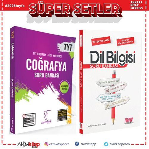 Karekök Yayınları TYT Coğrafya ve AKM Dil Bilgisi Soru Bankası Seti 2 Kitap