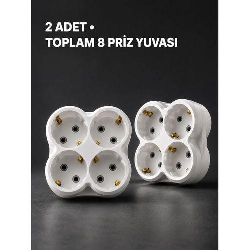 Duvar Tipi 4 Çıkışlı Priz Çoğaltıcı Kablosuz Kompakt Tasarım 2 Adet