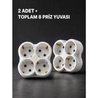Duvar Tipi 4 Çıkışlı Priz Çoğaltıcı Kablosuz Kompakt Tasarım 2 Adet