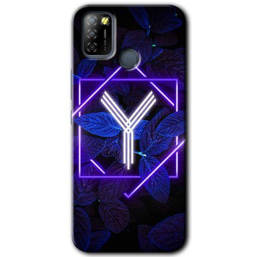 İnfinix Smart 5 Kılıf HD Desen Baskılı Arka Kapak - Dark Neon Yaprak Y Harfi