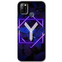 İnfinix Smart 5 Kılıf HD Desen Baskılı Arka Kapak - Dark Neon Yaprak Y Harfi