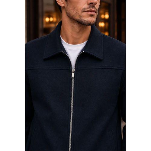Harrison Relaxed Fit Kaşe Fermuarlı Erkek Ceket - Lacivert