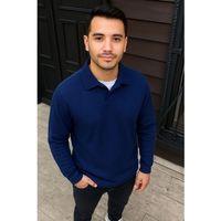 Erkek Fitilli Polar Sweatshirt – Düğmesiz Polo Yaka, Oversize Rahat Kalıp, Kalın Polar Kumaş, Kışlık Ve Baharlık Şık Günlük Üst - Lacivert