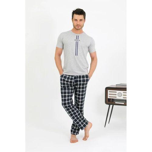 Erkek Pamuk Kısa Kol Pijama Takım Gri