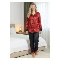 Siyah-kırmızı Saten Pijama Takımı - 1621