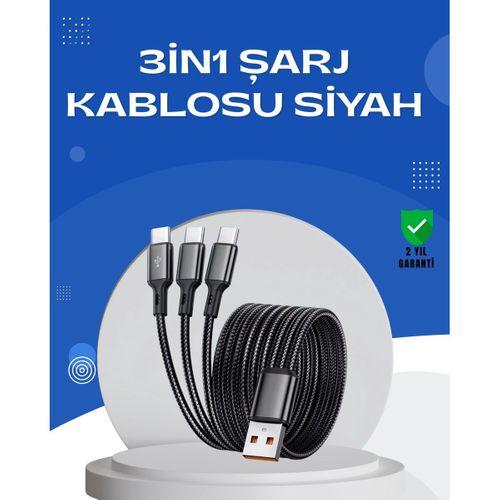 Evrensel 3 Başlıklı Şarj Kablosu – İphone Huawei Samsung İçin