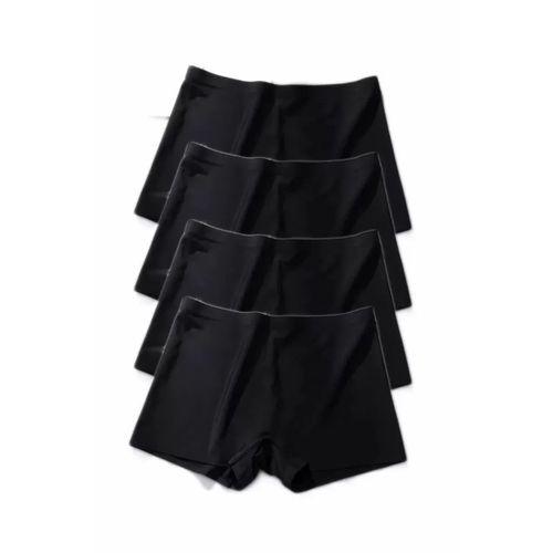 4 Adet Kadın Dikişsiz Görünmez İz Yapmaz Mini Şort Boxer Siyah
