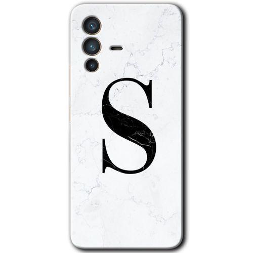 Vivo V23 5G Kılıf HD Desen Baskılı Arka Kapak - Beyaz Mermer Desenli S Harfi + Kırılmaz Cam