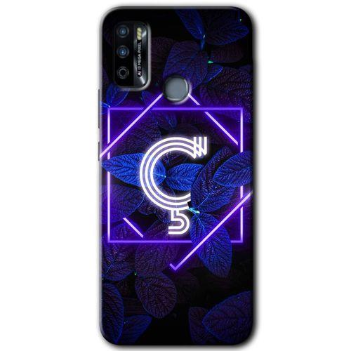 İnfinix Hot 9 Play Kılıf HD Desen Baskılı Arka Kapak - Dark Neon Yaprak Ç Harfi