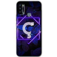 İnfinix Hot 9 Play Kılıf HD Desen Baskılı Arka Kapak - Dark Neon Yaprak Ç Harfi