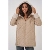 5197 Kapüşonlu Kapitone Mont - Bej