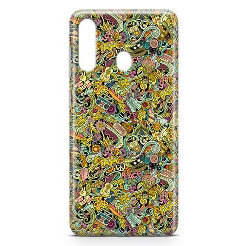 Samsung Galaxy A60 Kılıf Hippie Doodle Arka Kapak Koruma Desenli Full Koruyucu