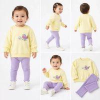 6/24 Ay Kuş Baskılı Taytlı Penye Bebek Takımı