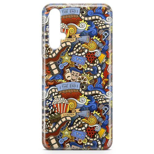 Huawei Nova 5t Kılıf Doodle Sinemasever Arka Kapak Koruma Desenli Full Koruyucu