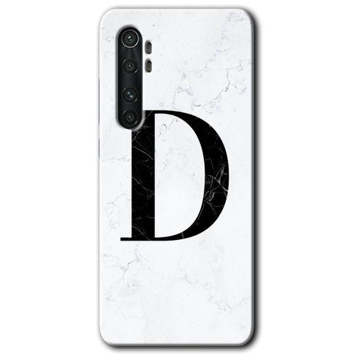 MRCİLETİSİM MRCİLETİSİM Xiaomi Mi Note 10 Lite Kılıf HD Desen Baskı Arka Kapak+Temperli Cam-Beyaz Mermer Desenli D Harfi