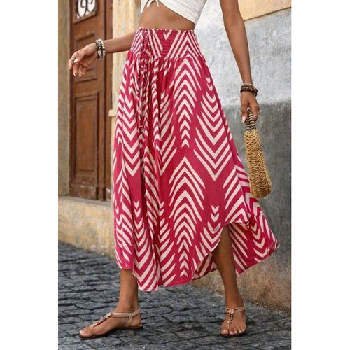 Kadın Yüksek Bel Beli Lastikli Bağcıklı Yanlardan Açık Uzun Süprem Etek