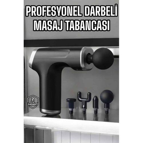 Masaj Tabancası 4 Başlıklı Kas ve Vücut Ağrıları İçin Şarjlı Darbeli