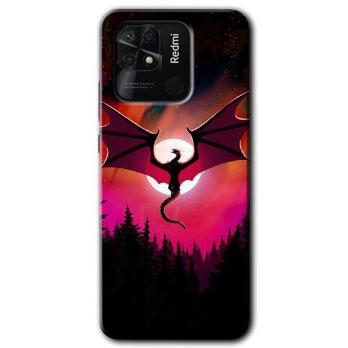 Xiaomi Redmi 10C Kılıf HD Desen Baskılı Arka Kapak + Temperli Cam - Dragon Night