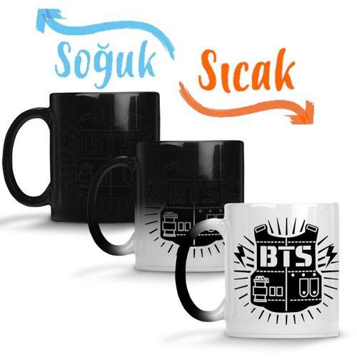 BTS Kore Müzik Logo Sihirli Kupa Bardak Porselen