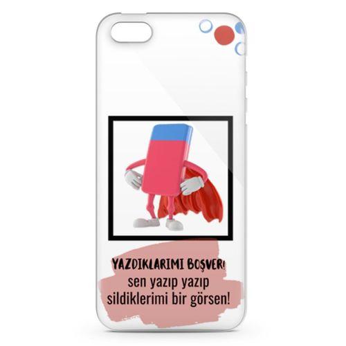 Apple iPhone SE Kılıf Yazdıklarımı Boşver Arka Kapak Koruma Desenli Full Koruyucu
