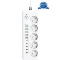 3500w Akım Korumalı 5’li Grup Priz: 5x Usb + 5x Type-c Çıkışlı (2 Metre)