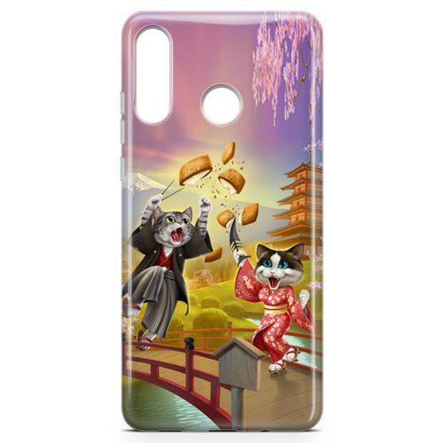 Huawei P30 Lite Kılıf Geyşa Kediler Arka Kapak Koruma Desenli Full Koruyucu