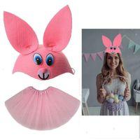 Tavşan Kostümü Pembe - 23 Nisan Tavşan Şapka ve Tütü Etek Seti 2 Parça