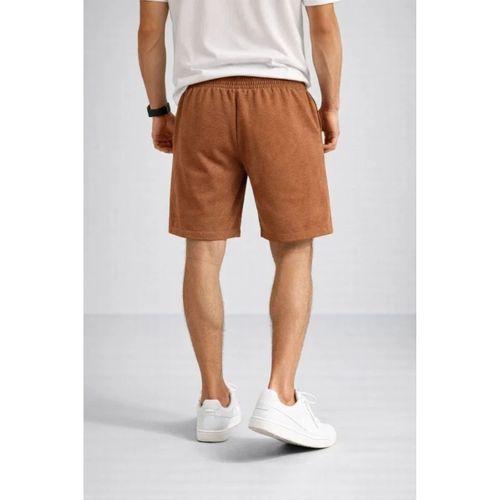 Erkek Otoban Dokuma Şort Beli Lastikli Bağcıklı, Cepli, Rahat Kesim Günlük Yazlık Şort - Kahverengi
