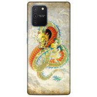 Samsung Galaxy S10 Lite Kılıf Dragons (21) Koruyucu Kapak Ejderha Dövme Sarı