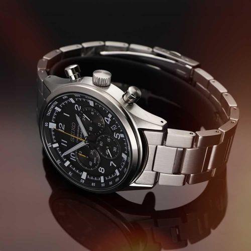 Seiko SSB447P Quartz Çelik Gri Siyah Kadran 43 mm Erkek Kol Saati