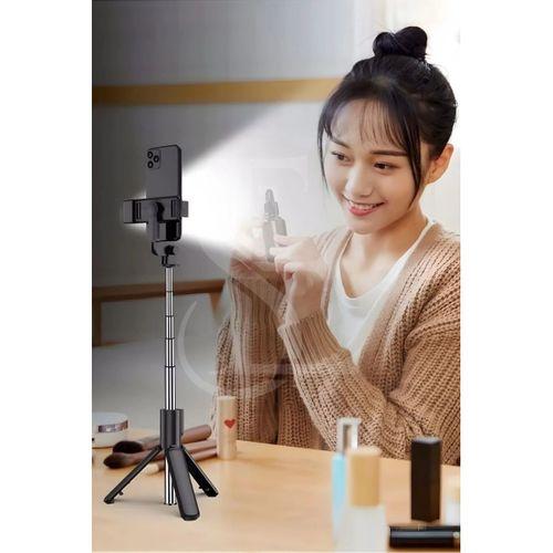 Led Işıklı Selfie Çubuğu Bluetooth Kumandalı Kablosuz Tripot Selfie Monopod Selfie Stick (beyaz)