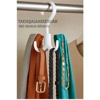 360° Dönerli Kancalı Çok Amaçlı Askı - Dolap İçi Düzenleyici Takı Askısı Şal Askısı