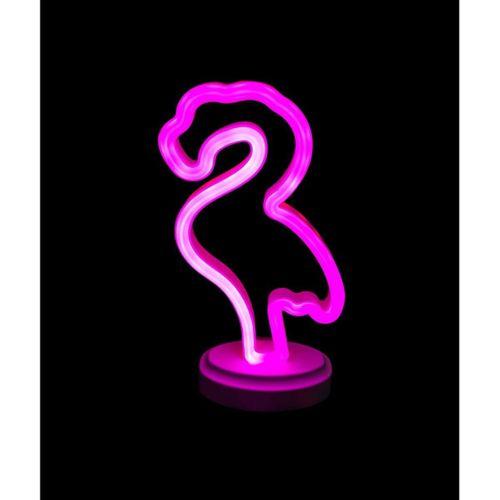 Neon Işıklı Flamingo Yazılı Masa Gece Lambası PİL+USB
