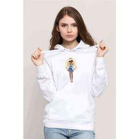 Riverdale Josie McCoy Baskılı Kadın Kapüşonlu Beyaz Sweatshirt