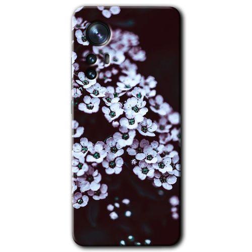 Potkal Hediye Fabrikası Xiaomi Mi 12 Kılıf HD Desen Baskılı Arka Kapak - Beyaz Çiçek