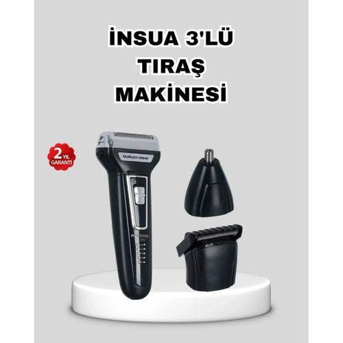 İnsua 3’lü Tıraş Makinesi – 3 Farklı Kesim Başlığı, Güçlü Motor, 60 Dakika Kullanım