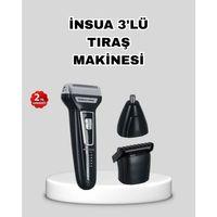 İnsua 3’lü Tıraş Makinesi – 3 Farklı Kesim Başlığı, Güçlü Motor, 60 Dakika Kullanım