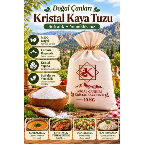 Doğal Çankırı Kristal Kaya Tuzu 10 KG – Sofralık Yemeklik İnce Taneli Kaya Tuzu