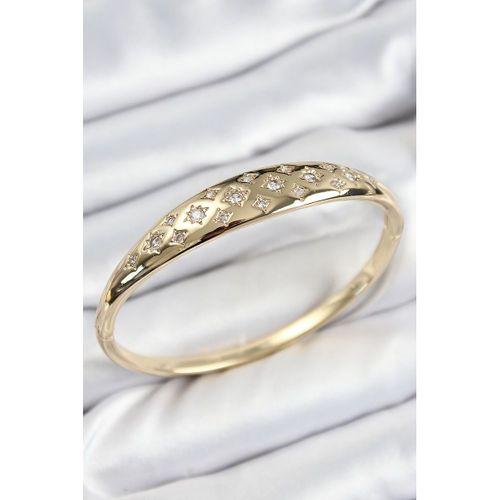 Pirinç Zirkon Taşlı Kutup Yıldızı Model Gold Renk Kadın Kelepçe