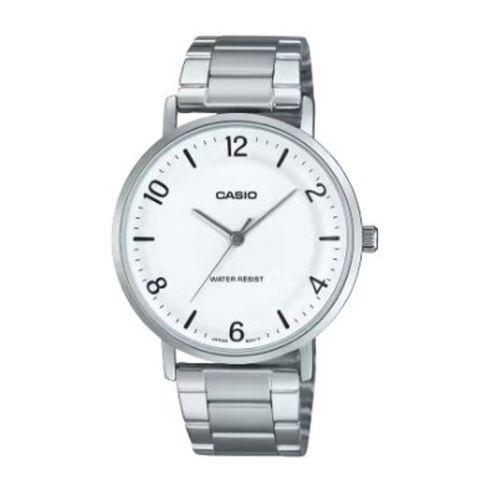 Casio MTP-VT03D-7BDF Quartz Çelik Gri Beyaz Kadran 40 mm Erkek Kol Saati